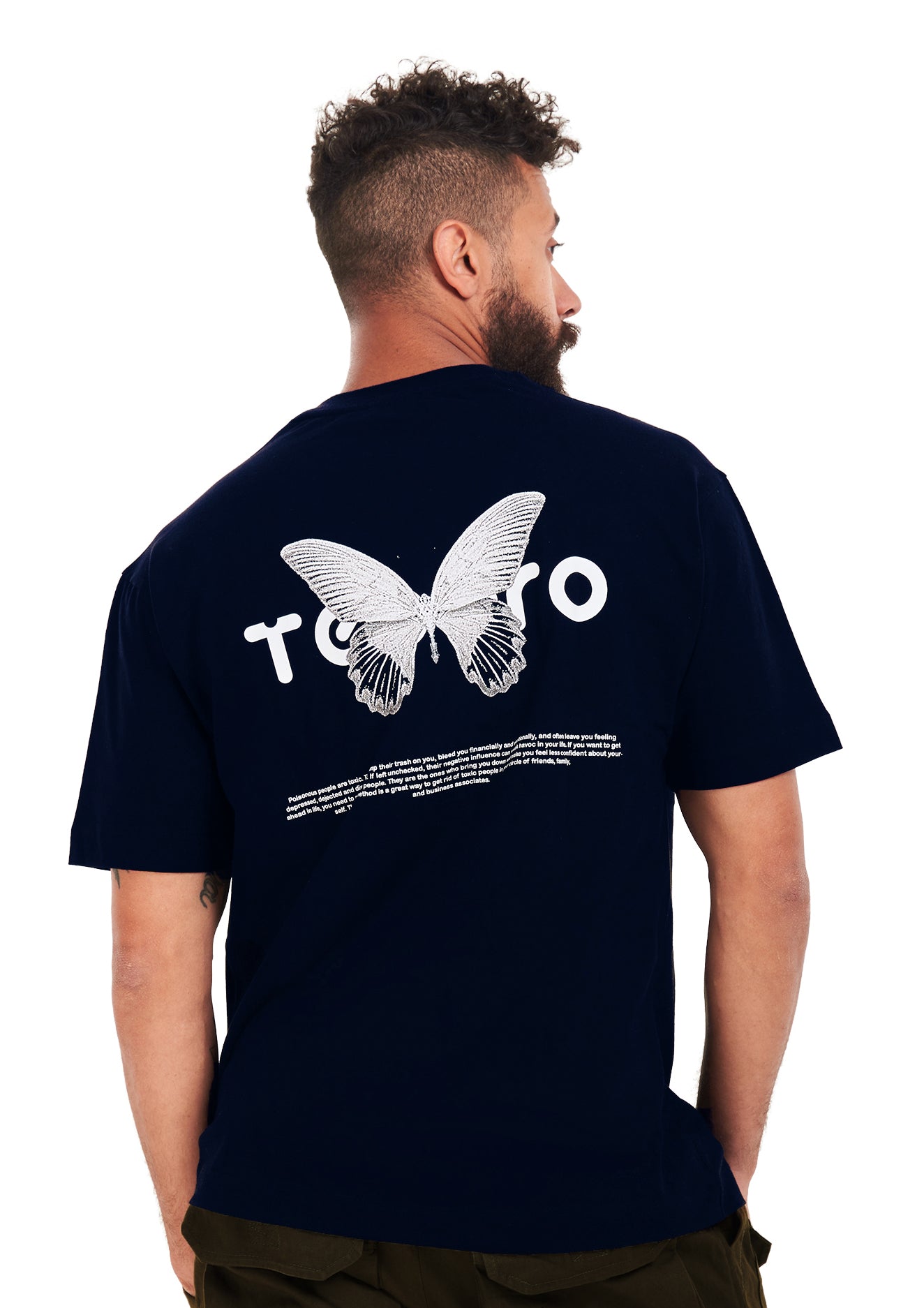 Butterfly tee Oversized printed D-Blue T-shirt .